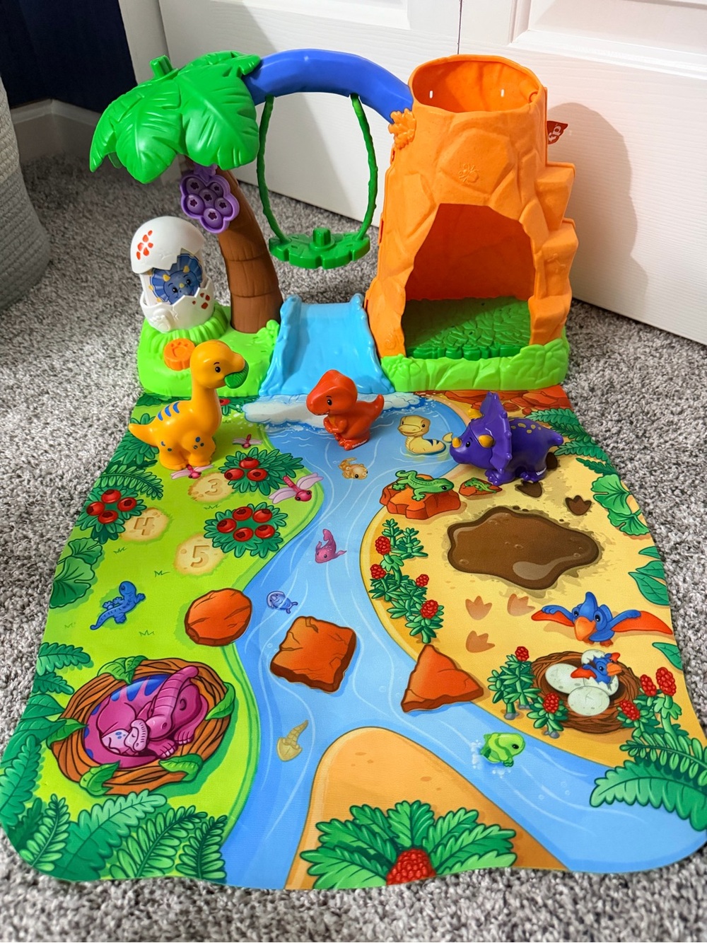 Little People Dino Adventure Playset — Orange Volcano & Green Palm